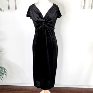 3/$31 Black Velvet Cocktail Dress with Crossover Bust LBD